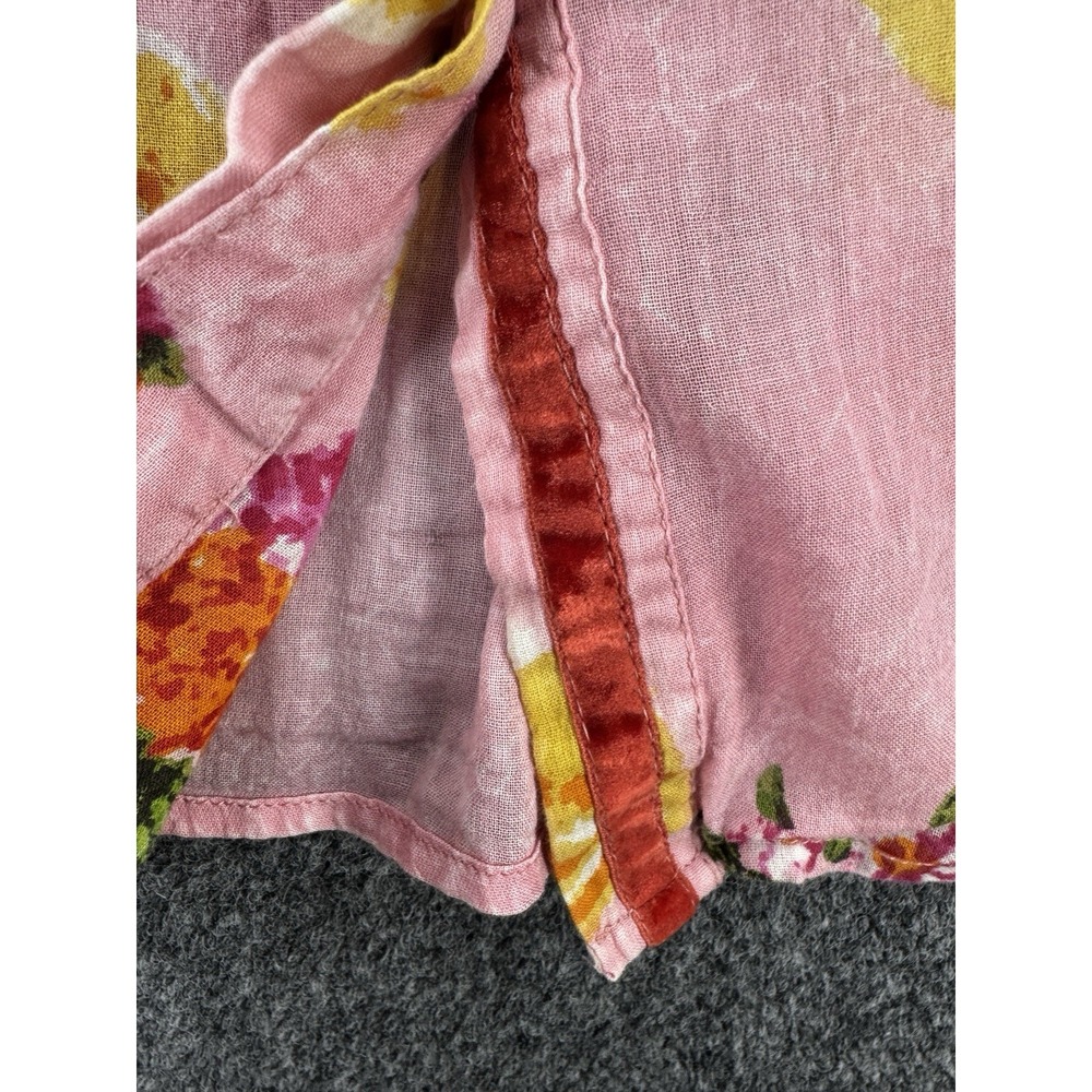 Vintage Goa Floral Button Up Shirt Medium Pink Boho Cottagecore Cotton Top - Picture 14 of 16